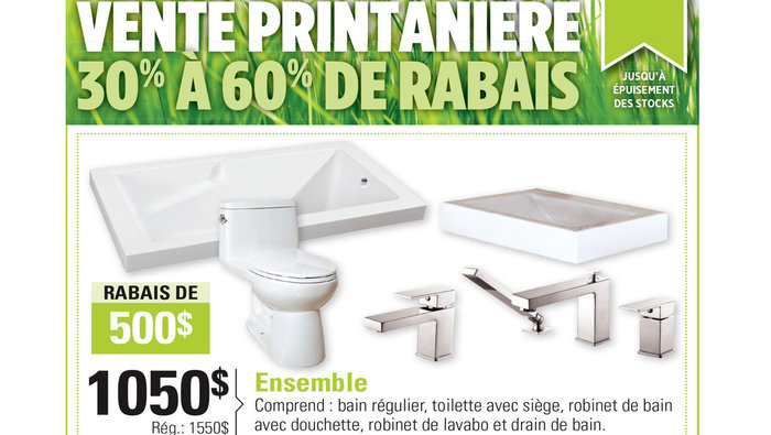 Robinetterie, bains, douches 30%-60% | lesventes.ca